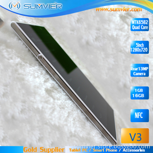 8.3mm Thin Mobile Phone with 13MP Back Camera Mtk6582 Quad Core HD Display